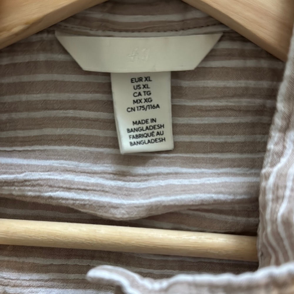H&M Womens Beige Striped Button-Down Shirt - Picture 6 of 7